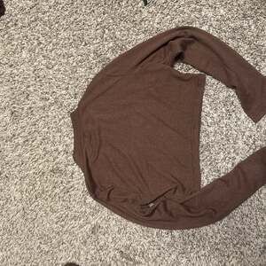 Chocolate Brown Long Sleeve Turtleneck Crop Top, Ribbed Knit, Size Small